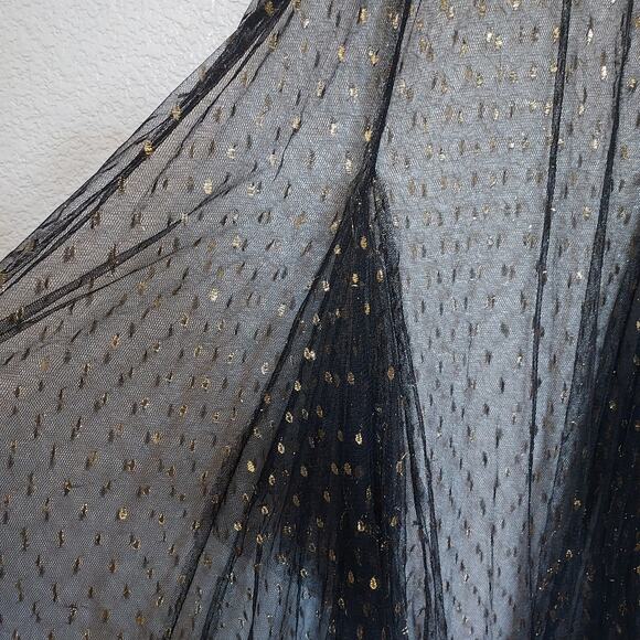 Eva Franco Black Sheer Maxi Skirt w/Gold Shimmer Accent Size 4 - Picture 4 of 7